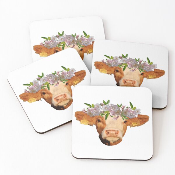 Artikelvorschau, Cottagecore cow,cow with flower crown entworfen und verkauft von Blaubeerspinne.