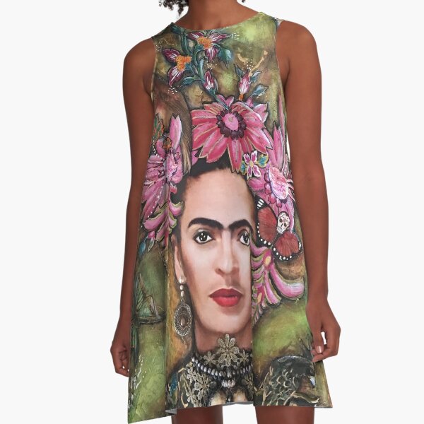 Frida Kahlo Art A-Linien Kleid