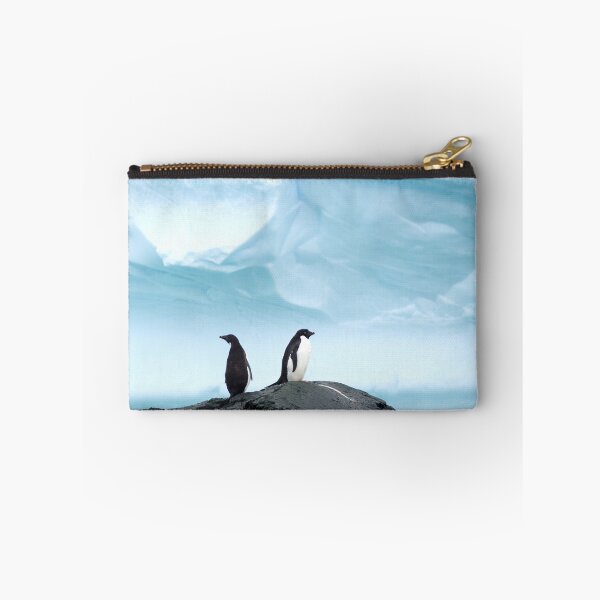 Item preview, Adelie penguins with blue ice backdrop designed and sold by thewildandice.