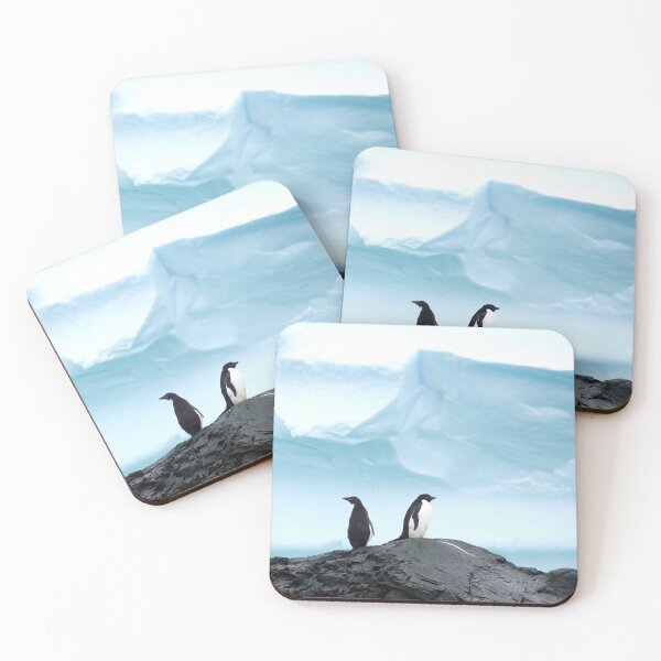 Item preview, Adelie penguins with blue ice backdrop designed and sold by thewildandice.