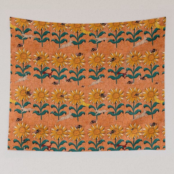 Item preview, Sunflowers, bees and bunnies in a row designed and sold by sueshorman.
