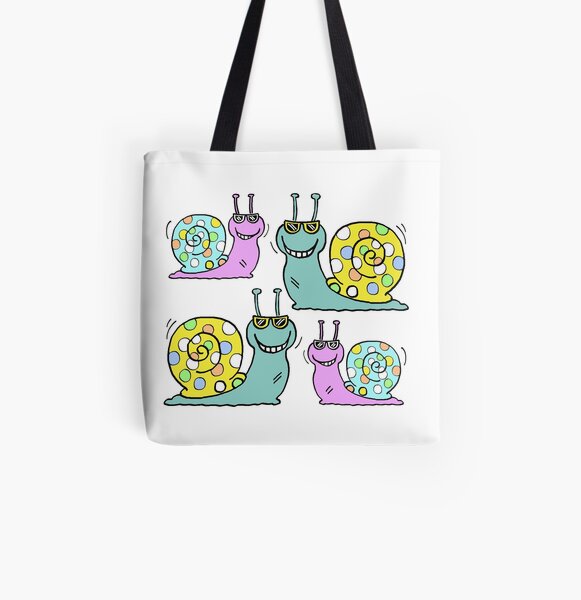 Cool Snails - have new colourful shells All Over Print Tote Bag