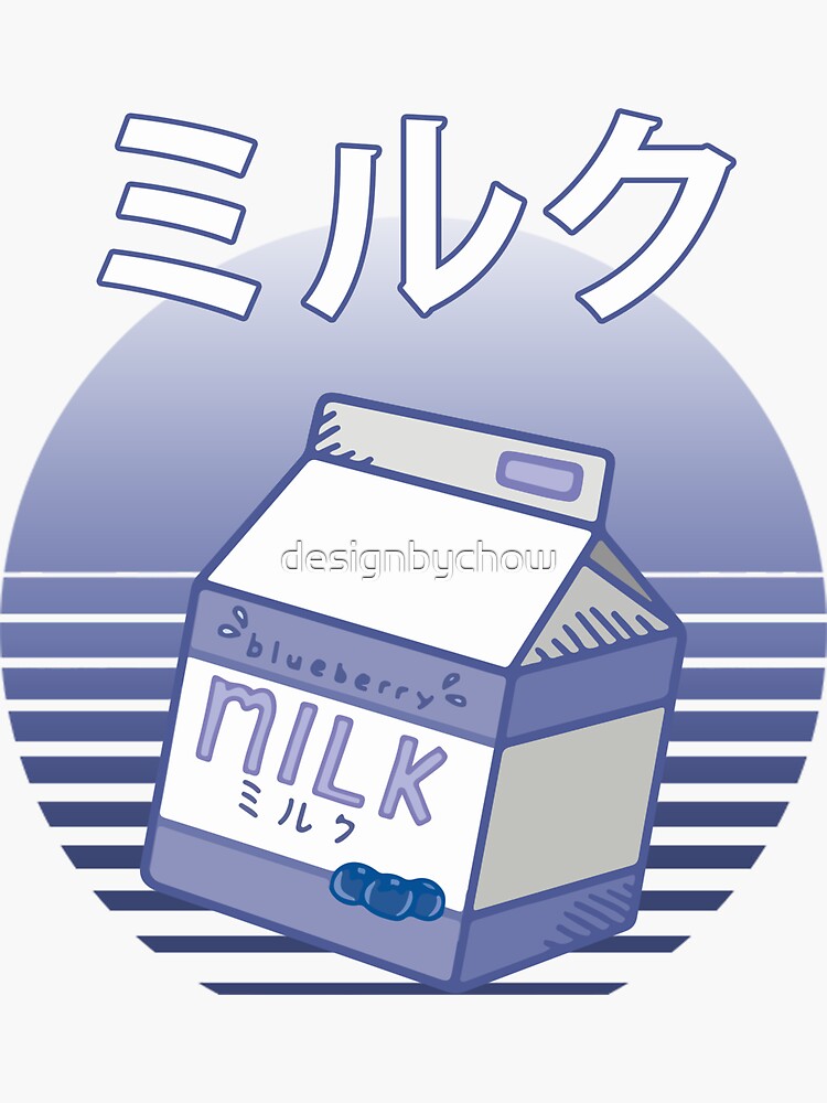 "Japanese Aesthetic Blueberry Milk Cute Kawaii Retro Sunset" Sticker by