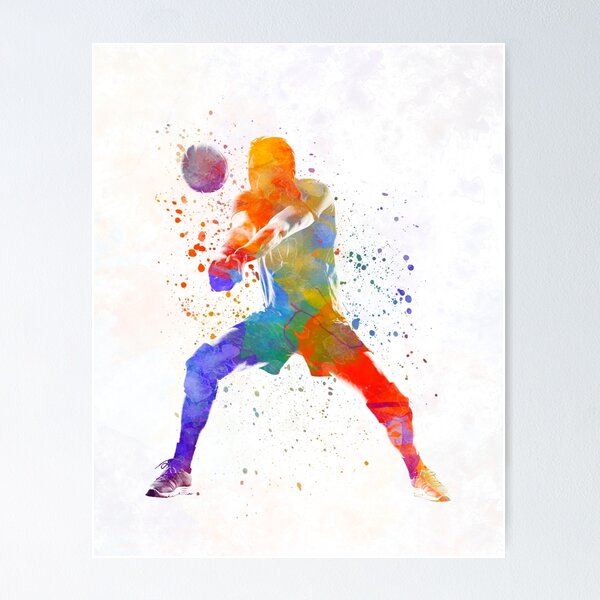Aperçu de l'œuvre Joueur de volley ball homme 02 à l'aquarelle créée et vendue par paulrommer.
