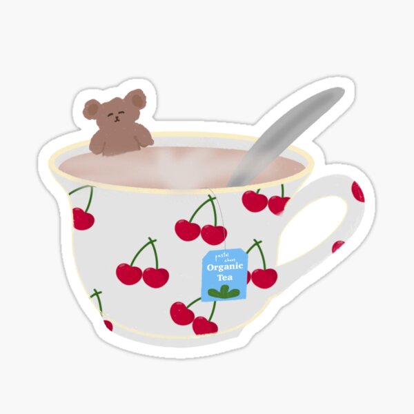 A cup of organic tea with a lil’ bear Sticker