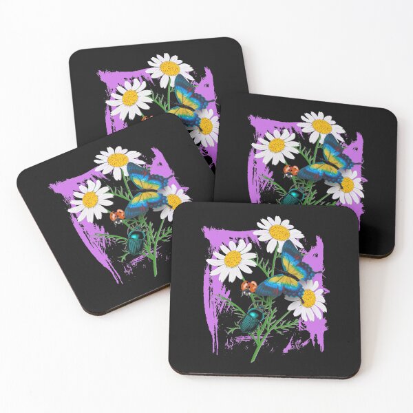 Item preview, Pretty Purple Grunge Frame With Daisies Butterfly & Beetles Design designed and sold by EarthArtDesigns.