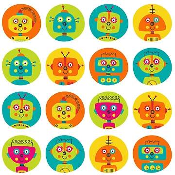 Artwork thumbnail, Robot Kids Pattern by PatternTale