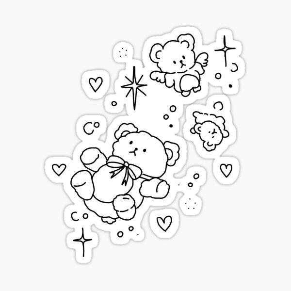 Item preview, bear cartoon lineart designed and sold by y2kdiariesbyliz.
