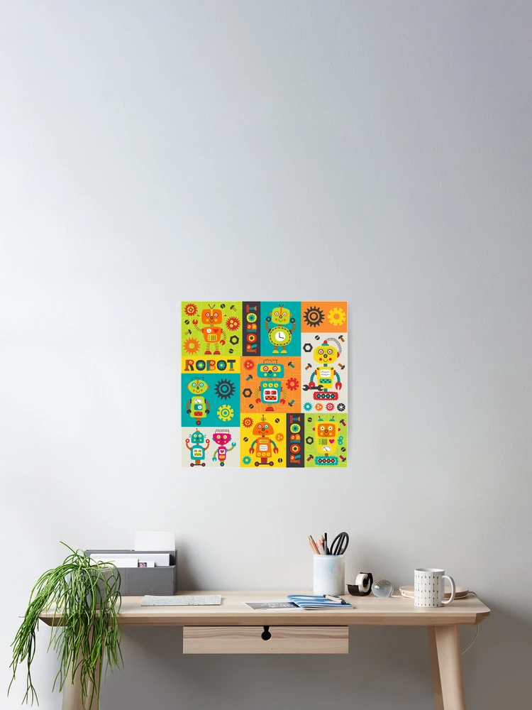 Thumbnail 2 of 3, Poster, Kids Robot Pattern designed and sold by PatternTale.