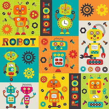 Artwork thumbnail, Kids Robot Pattern by PatternTale
