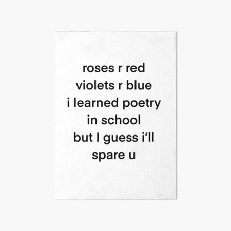 Roses Are Red Violets Are Blue Poem  Art Print for Sale by