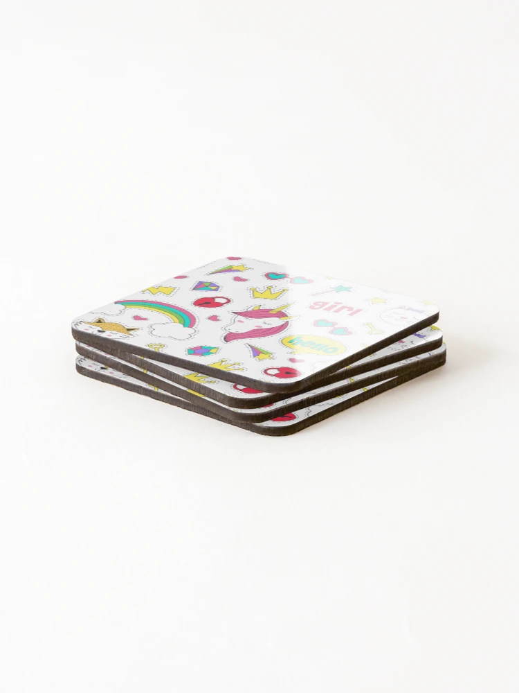 Thumbnail 4 of 5, Coasters (Set of 4), Sticker Collection Pattern designed and sold by PatternTale.