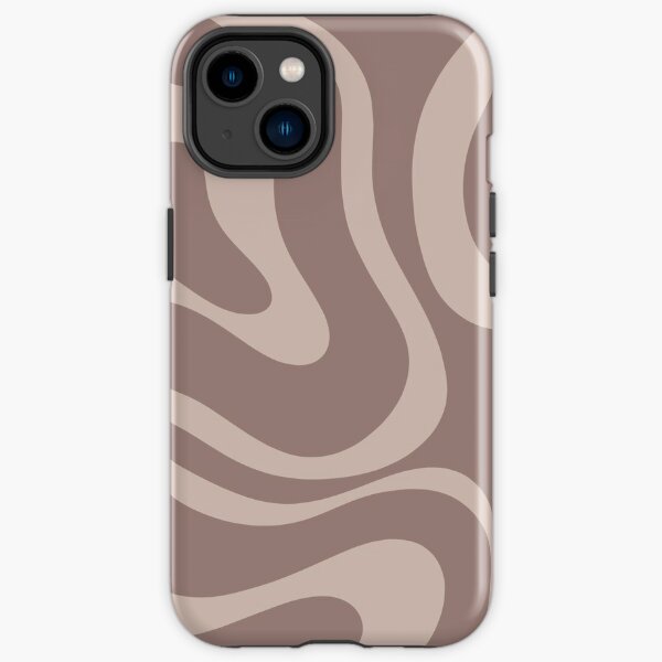 Retro Modern Liquid Swirl Abstract Pattern Square in Cocoa Brown iPhone Tough Case
