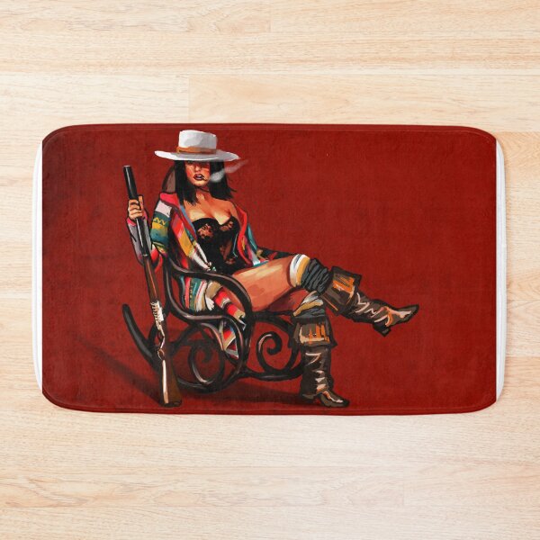 Item preview, Vintage Pinup Cowgirl In A Rocking Chair With A Shotgun designed and sold by The Whiskey Ginger Design Shop.