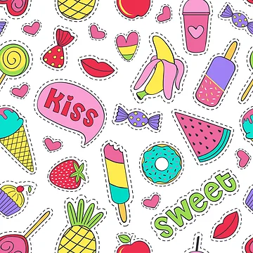 Artwork thumbnail, Sticker Food Collection Pattern by PatternTale