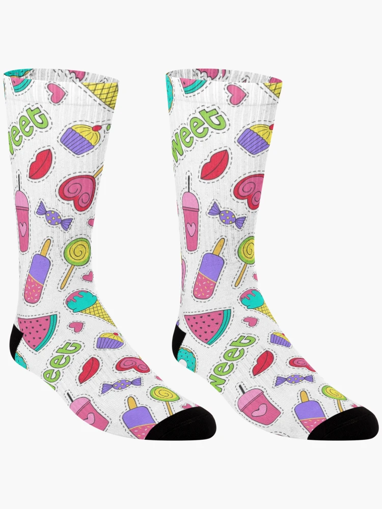 Thumbnail 3 of 5, Socks, Sticker Food Collection Pattern designed and sold by PatternTale.