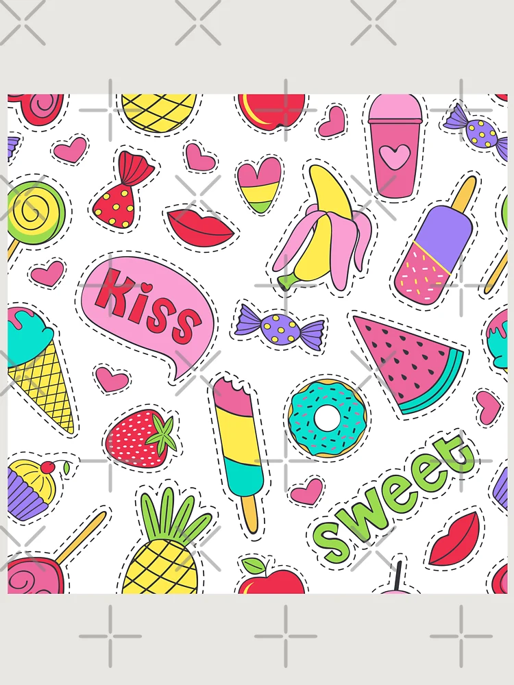Thumbnail 6 of 6, Premium Oversized Sweatshirt, Sticker Food Collection Pattern designed and sold by PatternTale.