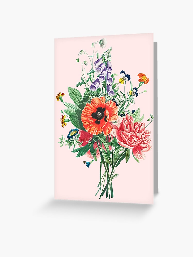 Tarjetas de felicitación «Ilustración de ramo de amapola peonía y dedalera  vintage» de lisah98 | Redbubble