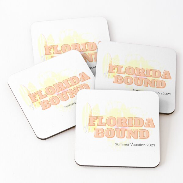 Item preview, Florida Bound surfboards and flower orange wording #SummerVacation2021 designed and sold by GeoTeasters.