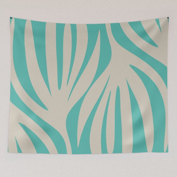 Item preview, Maldives Abstract Leaves Pattern in Vintage Turquoise Teal and Beige designed and sold by kierkegaard.