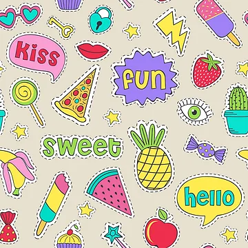 Artwork thumbnail, Sticker Food Collection Pattern by PatternTale