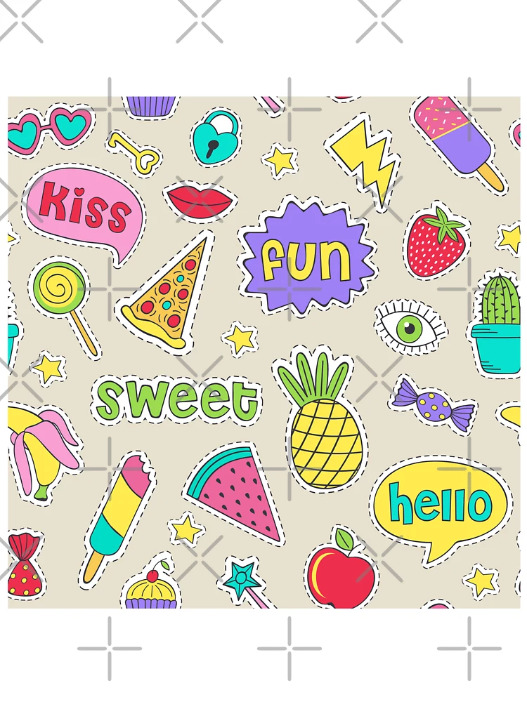 Thumbnail 4 of 4, Boxy T-Shirt, Sticker Food Collection Pattern designed and sold by PatternTale.