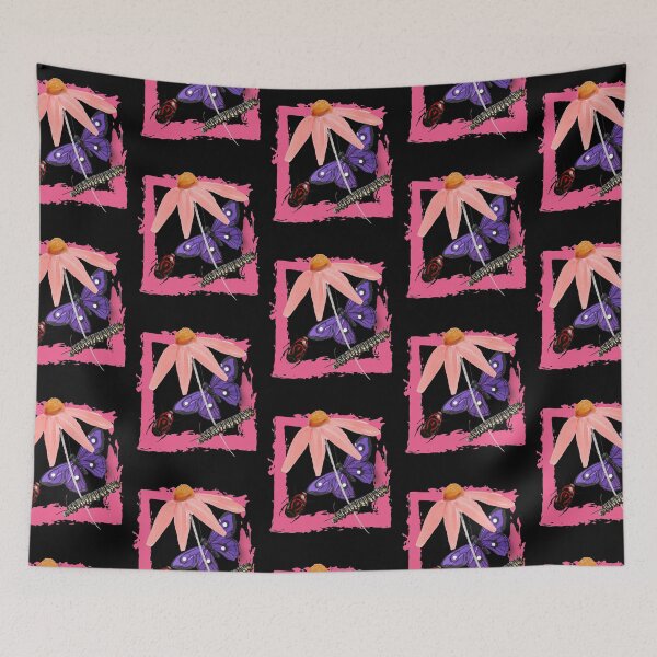 Item preview, Pink Coneflower Watercolor & Purple Butterfly With Red Beetle Design designed and sold by EarthArtDesigns.