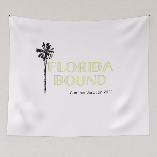 Item preview, Florida Bound palm tree green outline wording #SummerVacation2021 designed and sold by GeoTeasters.