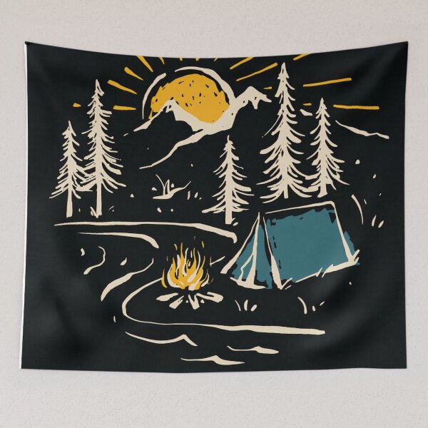 Item preview, campfire and tent and mountain river designed and sold by zaher97.