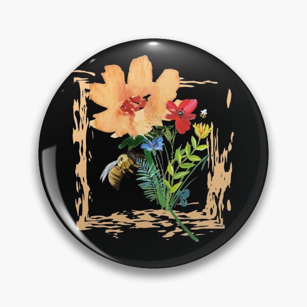 Item preview, Peach Wildflower Watercolor Bouquet With Bee Pollinating Design designed and sold by EarthArtDesigns.