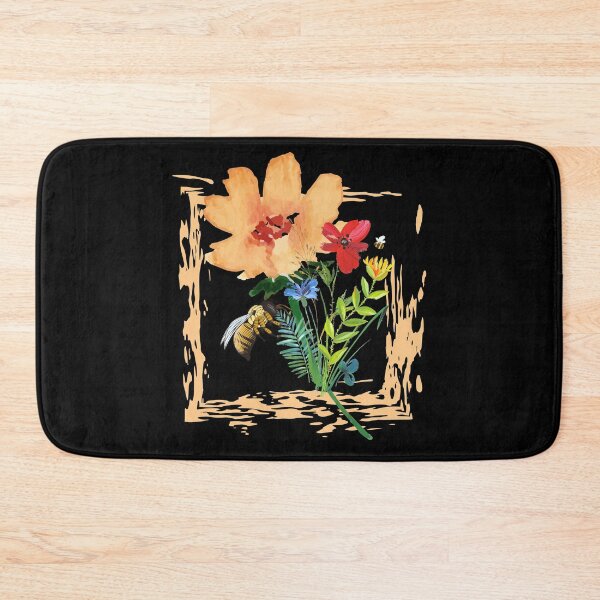 Item preview, Peach Wildflower Watercolor Bouquet With Bee Pollinating Design designed and sold by EarthArtDesigns.