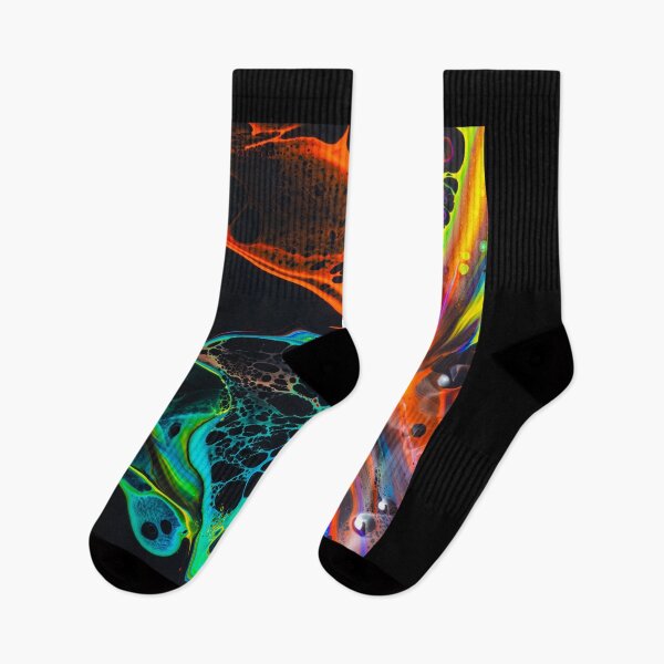 Item preview, Colorful mix of neon paints swirling on black surface designed and sold by MeritsStores.