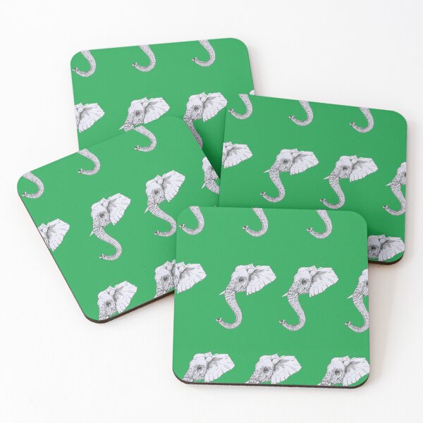 Item preview, Ink drawing of an Elephant on a green background designed and sold by AlterornateArt.