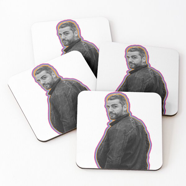 Item preview, Black and white Oscar Isaac rocks a multi-coloured halo. designed and sold by katfb.