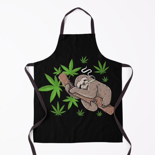 Stoner Sloth Smoking Weed Apron