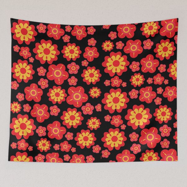 Item preview, Red floral pattern designed and sold by Preetydesign.