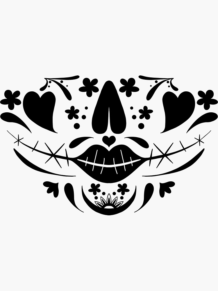 Sugar skull silhouette cutting clip art. Mexican skull print