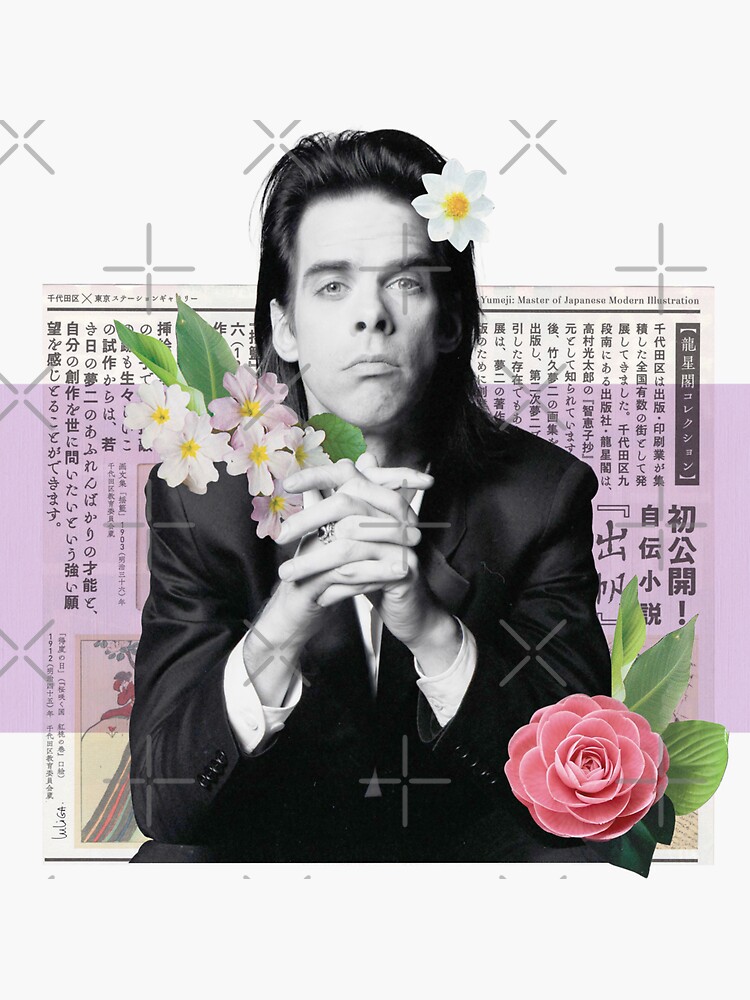 "Nick Cave with flowers" Sticker for Sale by luliga Redbubble