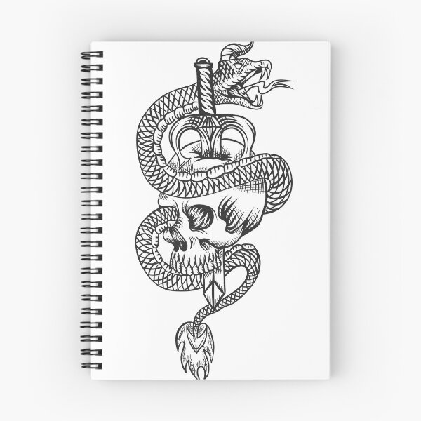 Item preview, snake around dagger and Skull Black white design designed and sold by ALIKAMER.