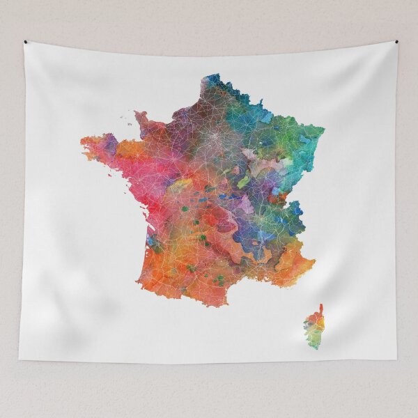 Item preview, France Map Watercolor by Zouzounio Art designed and sold by zouzounioart.