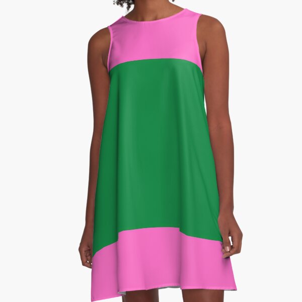 green and pink dress
