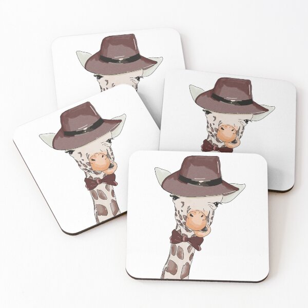 Item preview, Watercolor giraffe wearing hat and bow tie designed and sold by metisartdesign.