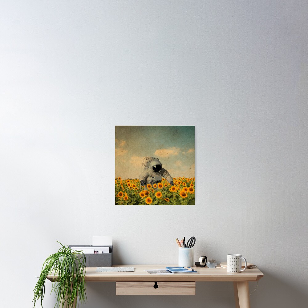astronaut in a sunflower's field Poster