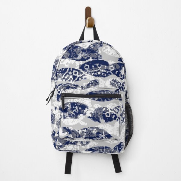 Item preview, Indigo Block Print School of Fish Paisley Pattern designed and sold by Michelebuttons.