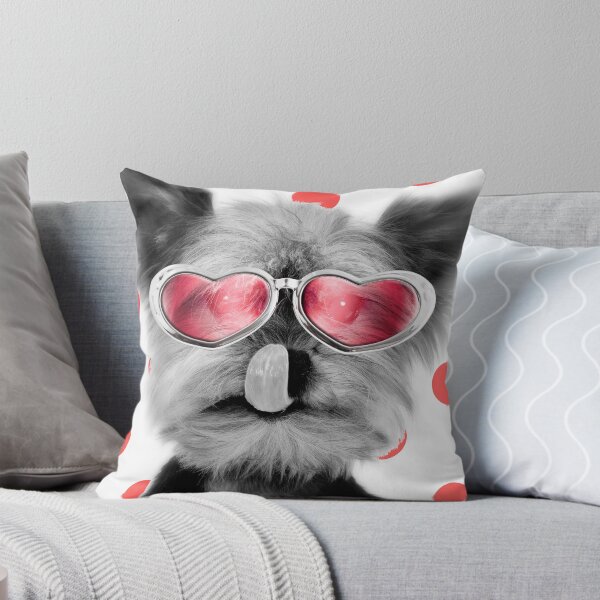 Item preview, Cute Yorkshire Terrier dog wearing red heart glasses designed and sold by ArdeaOnline.