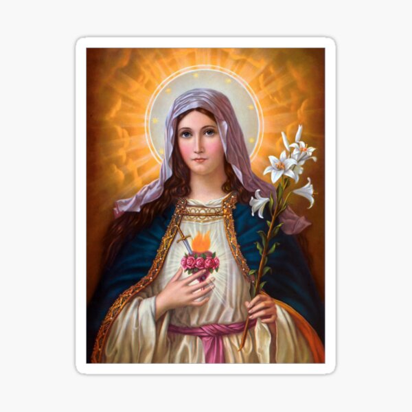 Holy Mother Mary Immaculate heart,St Mary,Catholic,chistian,faith,mother Mary,mother of God,mother of Jesus Christ,God,Holy Mary,Immaculate heart of Mary Sticker