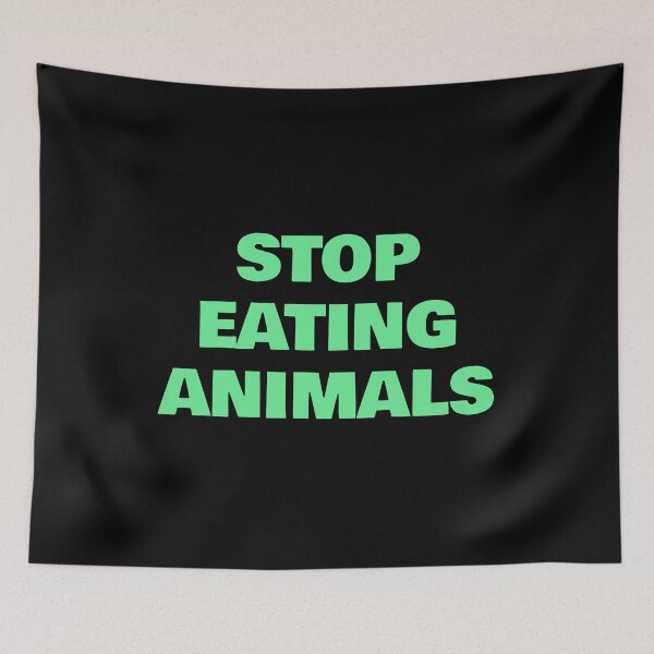 Item preview, STOP EATING ANIMALS green vegan designed and sold by Inspirationmotivation.