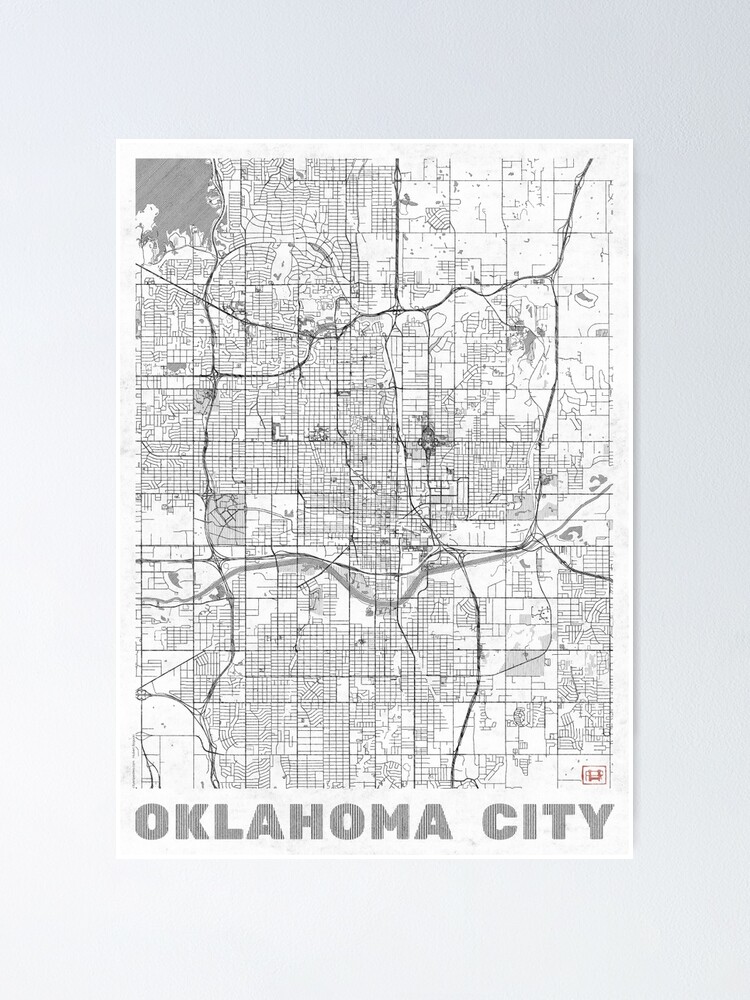 Poster, Oklahoma City Map Line designed and sold by HubertRoguski