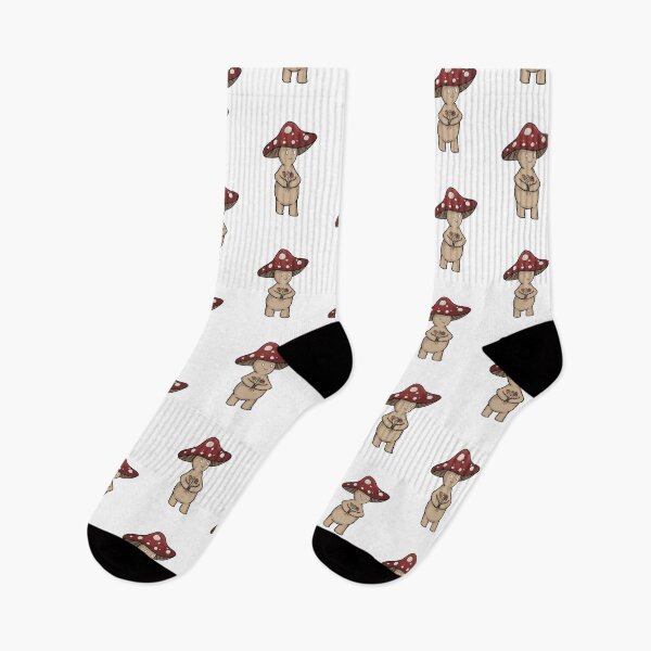Item preview, Cute Red PortoBelly (Mushroom Person) Picking Flowers designed and sold by NewtandThistle.