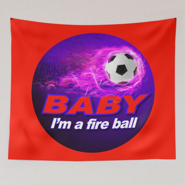 Item preview, Red and purple Baby I'm a fire ball, soccer, foot ball designed and sold by SueKnox.